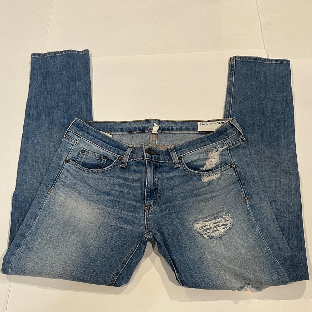 rag & bone Women's Light Blue Distressed Dre Jean, Size 27